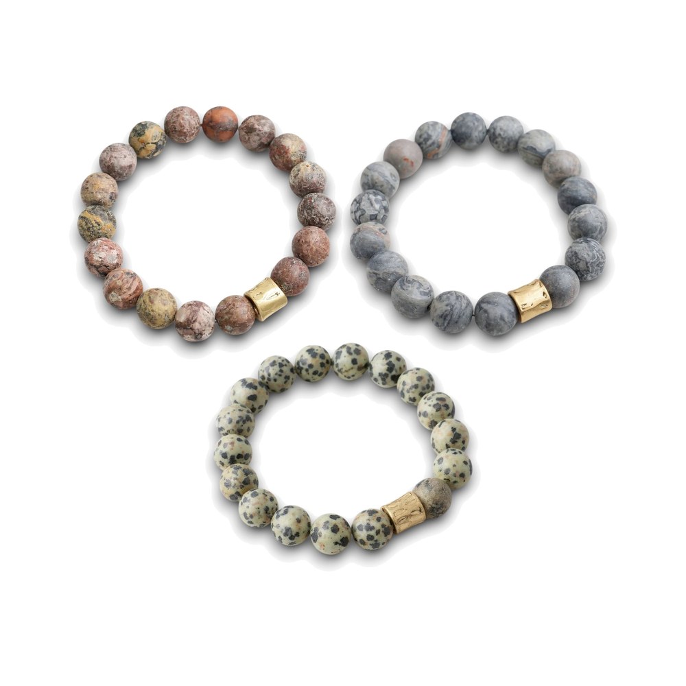 Set of 3 Gemstone Bracelets - Earthy Jaspers