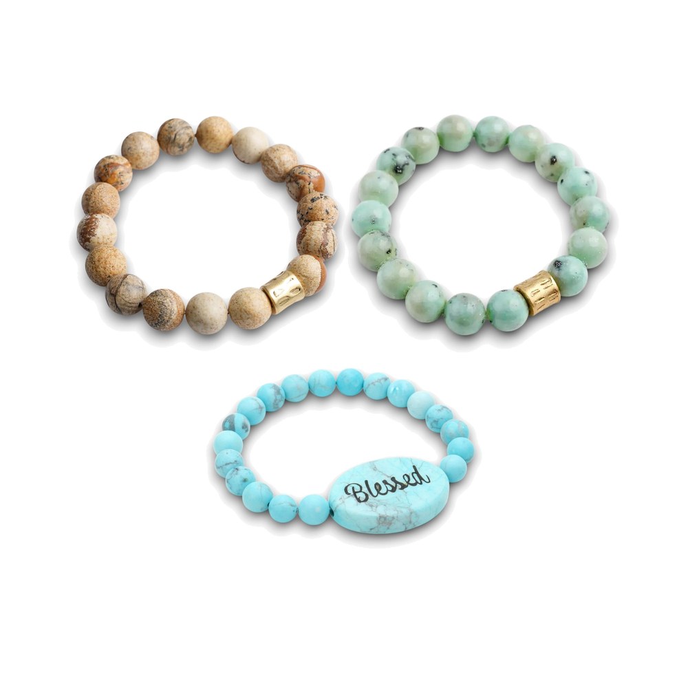Set of 3 Gemstone Bracelets - Earth & Sky