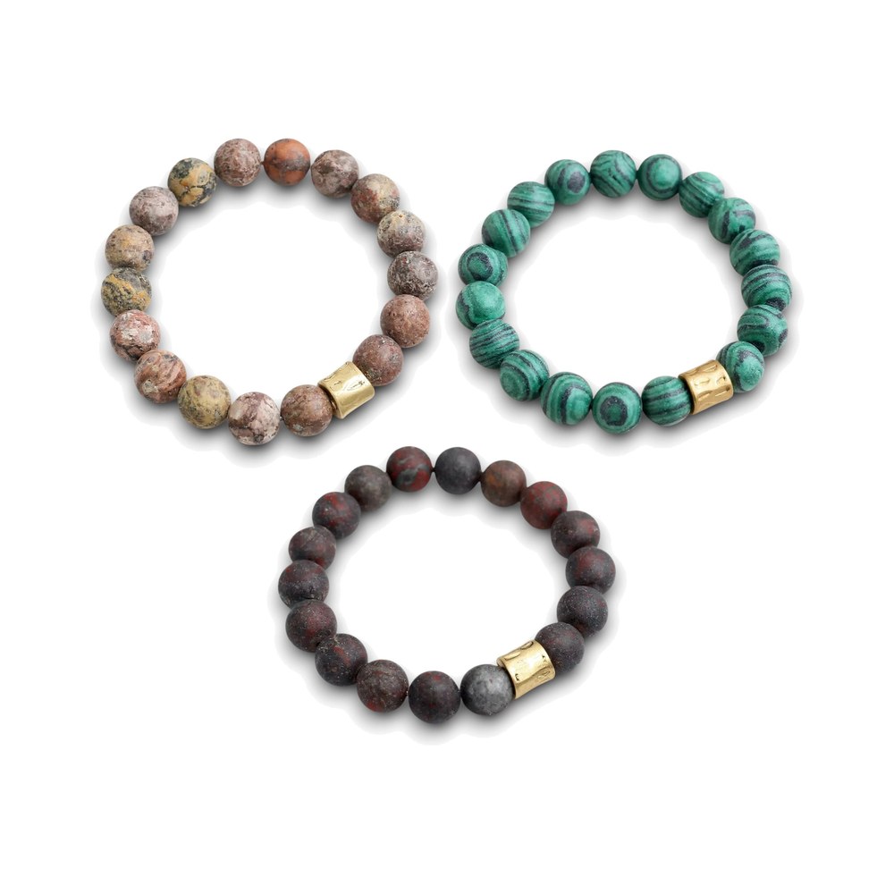 Set of 3 Gemstone Bracelets - Bold Trio