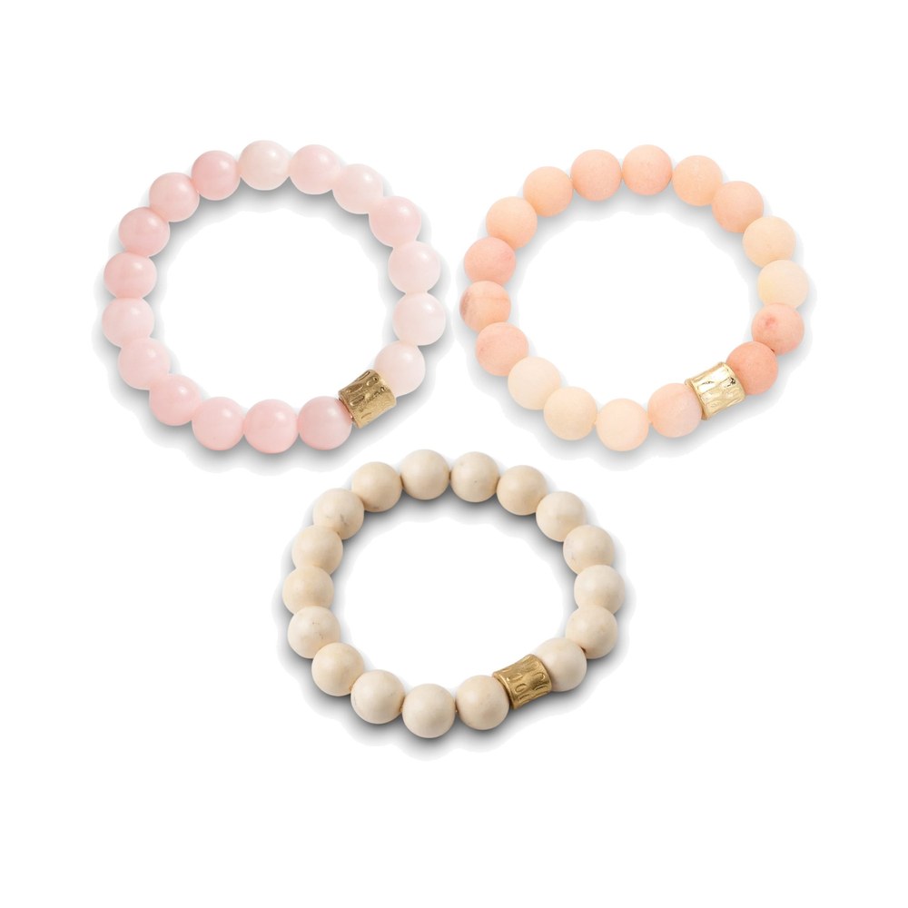 Set of 3 Gemstone Bracelets - Soft Pastels