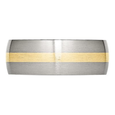 Stainless Steel & 14K Gold 8mm Inlay Wedding Band – view 6