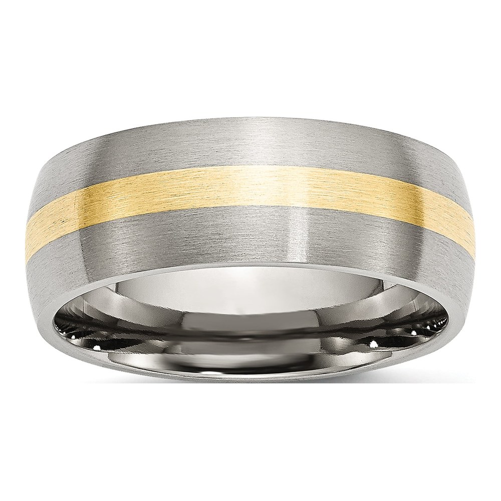 Stainless Steel & 14K Gold 8mm Inlay Wedding Band