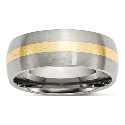 Stainless Steel & 14K Gold 8mm Inlay Wedding Band