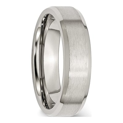 Stainless Steel 6mm Beveled Comfort-Fit Wedding Band – view 7