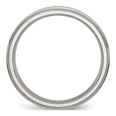 Stainless Steel 5mm Ridged Wedding Band – view 4