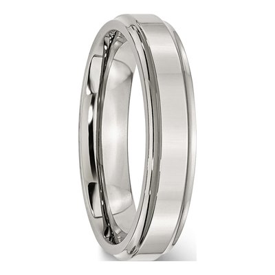 Stainless Steel 5mm Ridged Wedding Band – view 6