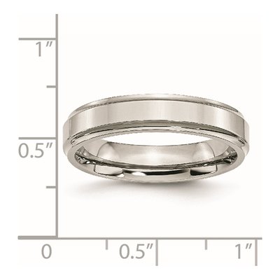 Stainless Steel 5mm Ridged Wedding Band – view 8
