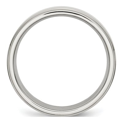 Stainless Steel 6mm Ridged Comfort-Fit Wedding Band – view 2