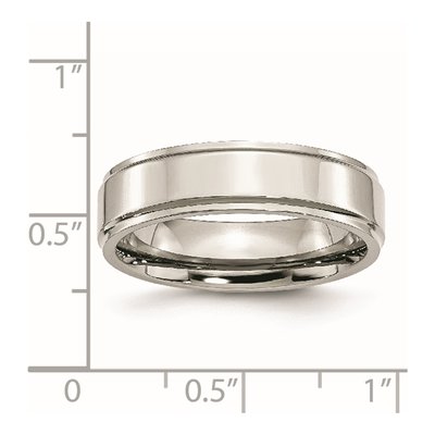 Stainless Steel 6mm Ridged Comfort-Fit Wedding Band – view 6