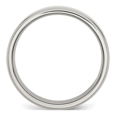 Stainless Steel 7mm Ridged Wedding Band – view 4