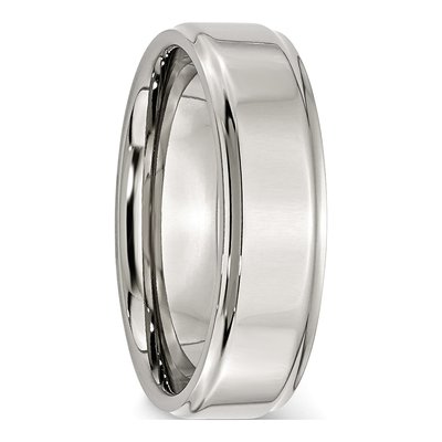 Stainless Steel 7mm Ridged Wedding Band – view 6