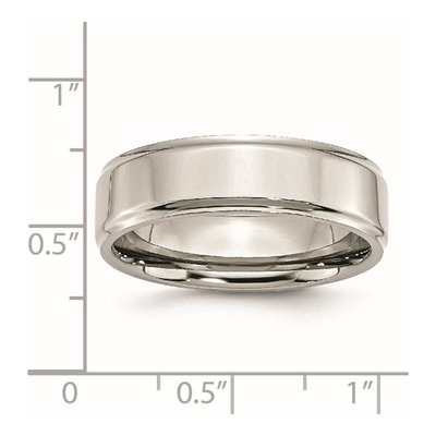 Stainless Steel 7mm Ridged Wedding Band – view 8
