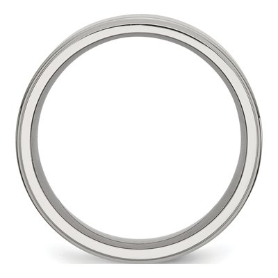 Stainless Steel 8mm Ridged Edge Comfort-Fit Wedding Band – view 4