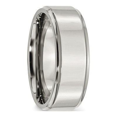 Stainless Steel 8mm Ridged Edge Comfort-Fit Wedding Band – view 6