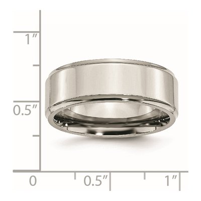 Stainless Steel 8mm Ridged Edge Comfort-Fit Wedding Band – view 8