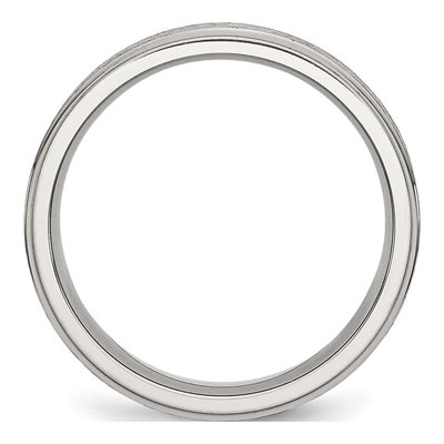 Stainless Steel 6mm Ridged Edge Wedding Band – view 4