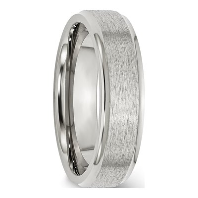 Stainless Steel 6mm Ridged Edge Wedding Band – view 6
