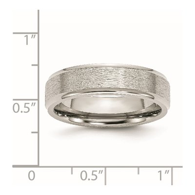 Stainless Steel 6mm Ridged Edge Wedding Band – view 8