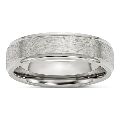 Stainless Steel 6mm Ridged Edge Wedding Band