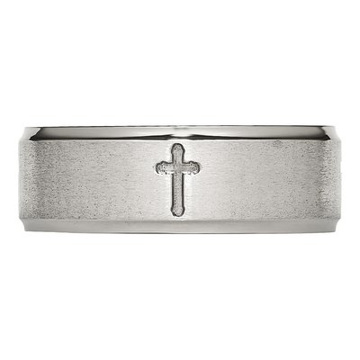 Stainless Steel 8mm Cross Comfort-Fit Wedding Band – view 5