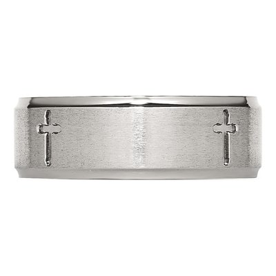 Stainless Steel 8mm Cross Comfort-Fit Wedding Band – view 6