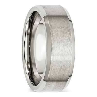 Stainless Steel 8mm Beveled Edge Comfort-Fit Wedding Band – view 5