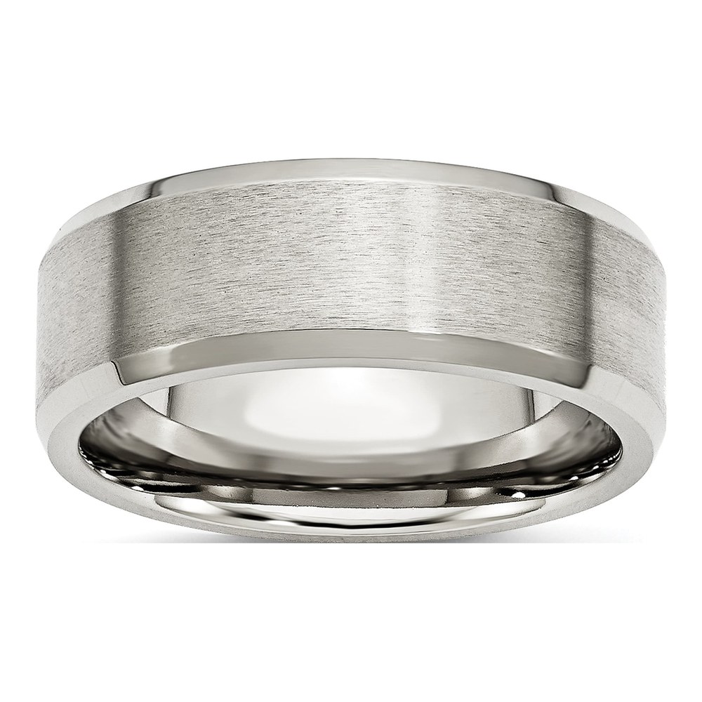Stainless Steel 8mm Beveled Edge Comfort-Fit Wedding Band