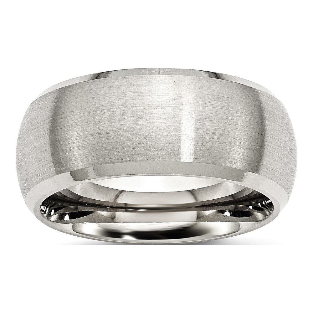 Men's 10mm Stainless Steel Beveled Wedding Band