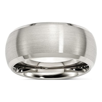 Stainless Steel 10mm Beveled Wedding Band