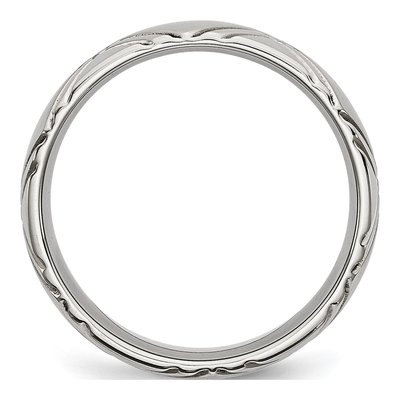 Stainless Steel 6mm Criss Cross Wedding Band – view 3