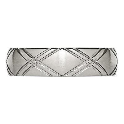 Stainless Steel 6mm Criss Cross Wedding Band – view 4