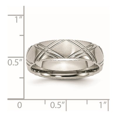 Stainless Steel 6mm Criss Cross Wedding Band – view 7