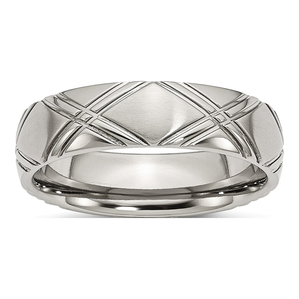Men's Stainless Steel Criss Cross 6mm Wedding Band