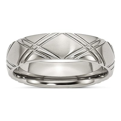 Stainless Steel 6mm Criss Cross Wedding Band
