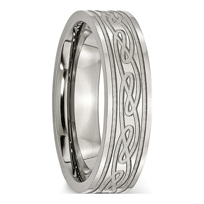 Stainless Steel 6mm Celtic Laser-Etched Wedding Band – view 6