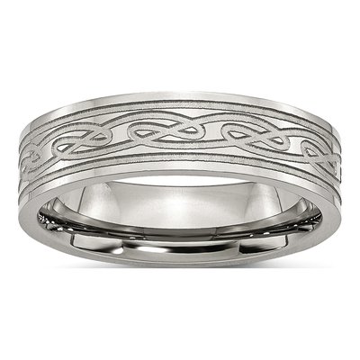 Stainless Steel 6mm Celtic Laser-Etched Wedding Band