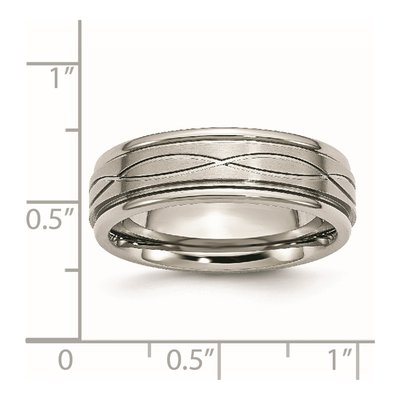Stainless Steel 7mm Criss-Cross Ridged Wedding Band – view 8