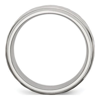 Stainless Steel 8mm Hammered Comfort-Fit Wedding Band – view 2