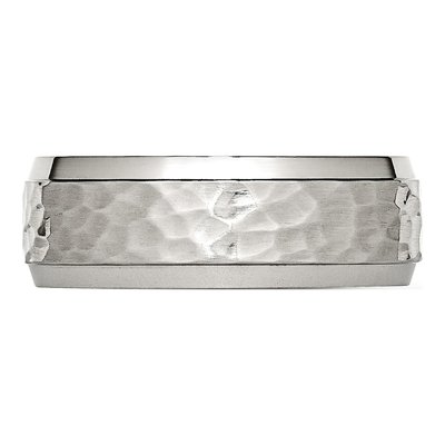 Stainless Steel 8mm Hammered Comfort-Fit Wedding Band – view 3