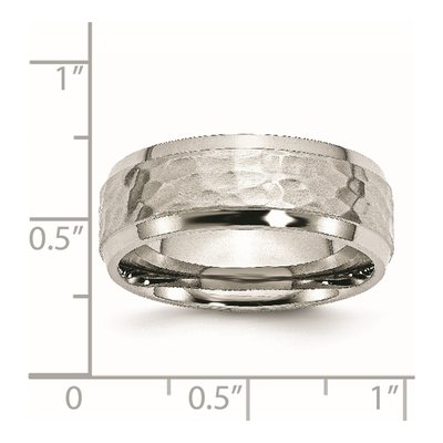 Stainless Steel 8mm Hammered Comfort-Fit Wedding Band – view 6