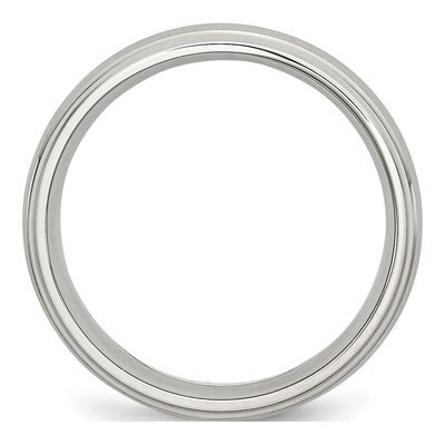 Stainless Steel 6mm Ridged Wedding Band – view 3