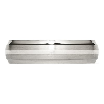 Stainless Steel 6mm Ridged Wedding Band – view 4