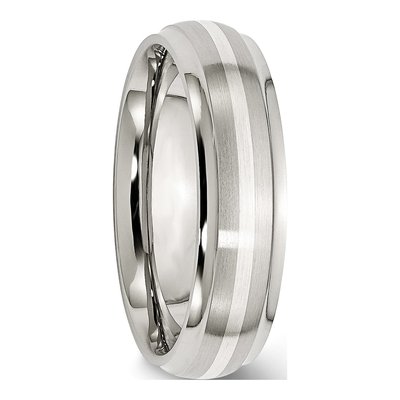 Stainless Steel 6mm Ridged Wedding Band – view 5
