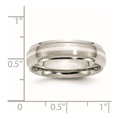 Stainless Steel 6mm Ridged Wedding Band – view 7