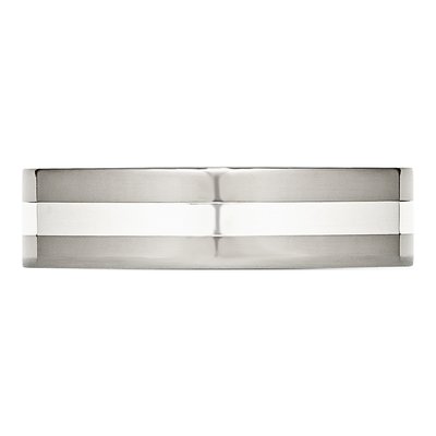 Stainless Steel 6mm Inlay Flat Wedding Band – view 4