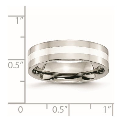 Stainless Steel 6mm Inlay Flat Wedding Band – view 7
