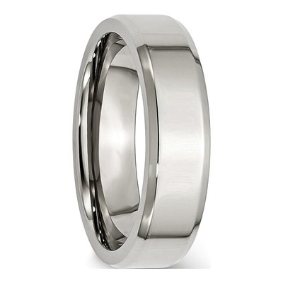 Stainless Steel 6mm Beveled Comfort-Fit Wedding Band – view 7