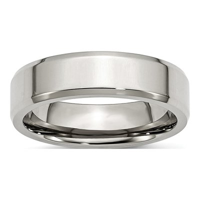 Stainless Steel 6mm Beveled Comfort-Fit Wedding Band