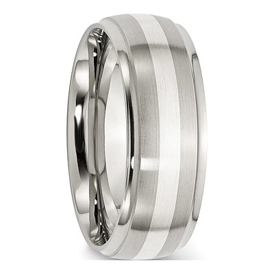 Stainless Steel & Sterling Silver 8mm Inlay Wedding Band – view 4