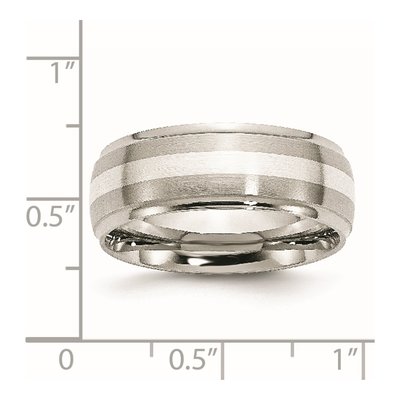 Stainless Steel & Sterling Silver 8mm Inlay Wedding Band – view 6